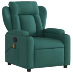 vidaXL Masážne kreslo s polohovacím mechanizmom, tmavozelené, látkové – Obrázok 3