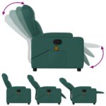 vidaXL Masážne kreslo s polohovacím mechanizmom, tmavozelené, látkové – Obrázok 5