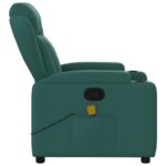 vidaXL Masážne kreslo s polohovacím mechanizmom, tmavozelené, látkové – Obrázok 8