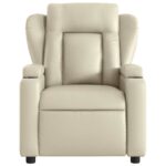 vidaXL Masážne kreslo s polohovacím mechanizmom, krémové, umelá koža – Obrázok 7