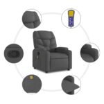 vidaXL Masážne kreslo s polohovacím mechanizmom, tmavosivá látka – Obrázok 6