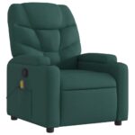 vidaXL Masážne kreslo s polohovacím mechanizmom, tmavozelené, látkové – Obrázok 3