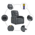 vidaXL Masážne kreslo s polohovacím mechanizmom, sivé, umelá koža – Obrázok 6