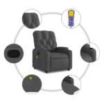 vidaXL Masážne kreslo s polohovacím mechanizmom, tmavosivá látka – Obrázok 6