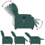 vidaXL Masážne kreslo s polohovacím mechanizmom, tmavozelené, látkové – Obrázok 5