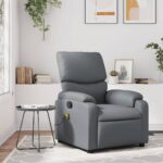 vidaXL Masážne kreslo s polohovacím mechanizmom, sivé, umelá koža
