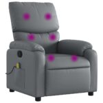 vidaXL Masážne kreslo s polohovacím mechanizmom, sivé, umelá koža – Obrázok 2