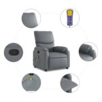 vidaXL Masážne kreslo s polohovacím mechanizmom, sivé, umelá koža – Obrázok 6