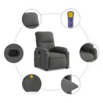 vidaXL Masážne kreslo s polohovacím mechanizmom, tmavosivá látka z mikrovlákna – Obrázok 6