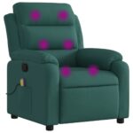vidaXL Masážne kreslo s polohovacím mechanizmom, tmavozelené, látkové – Obrázok 2