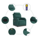 vidaXL Masážne kreslo s polohovacím mechanizmom, tmavozelené, látkové – Obrázok 6