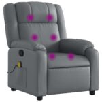 vidaXL Masážne kreslo s polohovacím mechanizmom, sivé, umelá koža – Obrázok 2