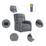 vidaXL Masážne kreslo s polohovacím mechanizmom, sivé, umelá koža – Obrázok 6