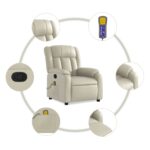 vidaXL Masážne kreslo s polohovacím mechanizmom, krémové, umelá koža – Obrázok 6