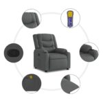 vidaXL Masážne kreslo s polohovacím mechanizmom, tmavosivá látka – Obrázok 6