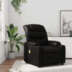 vidaXL Masážne kreslo s polohovacím mechanizmom, čierne, umelá koža