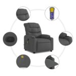 vidaXL Masážne kreslo s polohovacím mechanizmom, tmavosivá látka – Obrázok 6