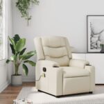 vidaXL Masážne kreslo s polohovacím mechanizmom, krémové, umelá koža