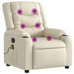 vidaXL Masážne kreslo s polohovacím mechanizmom, krémové, umelá koža – Obrázok 2