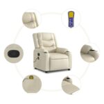 vidaXL Masážne kreslo s polohovacím mechanizmom, krémové, umelá koža – Obrázok 6