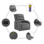 vidaXL Masážne kreslo s polohovacím mechanizmom, sivé, umelá koža – Obrázok 6
