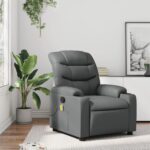 vidaXL Masážne kreslo s polohovacím mechanizmom, sivé, umelá koža