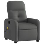 vidaXL Masážne kreslo s polohovacím mechanizmom, tmavosivá látka – Obrázok 3