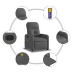 vidaXL Masážne kreslo s polohovacím mechanizmom, tmavosivá látka – Obrázok 6