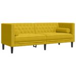 vidaXL 3-dielna súprava sedacej súpravy Chesterfield s podsedákmi, žltý zamat – Obrázok 4