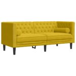 vidaXL 3-dielna súprava sedacej súpravy Chesterfield s podsedákmi, žltý zamat – Obrázok 5