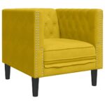 vidaXL 3-dielna súprava sedacej súpravy Chesterfield s podsedákmi, žltý zamat – Obrázok 6