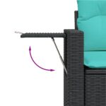 vidaXL 3-dielna záhradná súprava s vankúšmi, čierna, polyratan – Obrázok 3