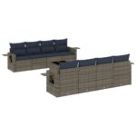 vidaXL 9-dielna záhradná súprava pohoviek s vankúšmi, sivá, polyratan – Obrázok 2