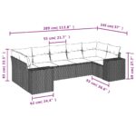 vidaXL 7-dielna záhradná súprava pohoviek s vankúšmi, sivá, polyratan – Obrázok 6
