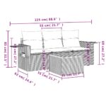 vidaXL 4-dielna záhradná súprava pohoviek s vankúšmi, čierna, polyratan – Obrázok 8