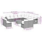 vidaXL 14-dielna záhradná súprava pohoviek s vankúšmi, čierna, polyratan – Obrázok 9