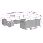 vidaXL 11-dielna záhradná súprava pohoviek s vankúšmi, sivá, polyratan – Obrázok 8