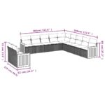 vidaXL 11-dielna záhradná súprava pohoviek s vankúšmi, čierna, polyratan – Obrázok 7