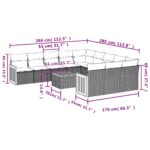 vidaXL 12-dielna záhradná súprava pohoviek s vankúšmi, čierna, polyratan – Obrázok 8