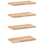 vidaXL Plávajúce police 4 ks 60x20x2 cm neošetrené masívne drevo akácia – Obrázok 2