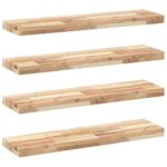 vidaXL Plávajúce police 4 ks 100x20x4 cm neošetrené masívne drevo akácia – Obrázok 2
