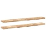 vidaXL Plávajúce police 2 ks 120x20x4 cm neošetrené masívne drevo akácia – Obrázok 2