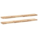 vidaXL Plávajúce police 2 ks 140x20x4 cm neošetrené masívne drevo akácia – Obrázok 2