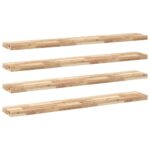 vidaXL Plávajúce police 4 ks 140x20x4 cm neošetrené masívne drevo akácia – Obrázok 2