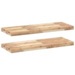 vidaXL Plávajúce police 2 ks 80x30x4 cm neošetrené masívne drevo akácia – Obrázok 2