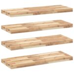 vidaXL Plávajúce police 4 ks 80x30x4 cm neošetrené masívne drevo akácia – Obrázok 2
