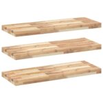 vidaXL Plávajúce police 3 ks 100x30x4 cm neošetrené masívne drevo akácia – Obrázok 2