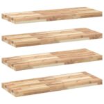 vidaXL Plávajúce police 4 ks 100x30x4 cm neošetrené masívne drevo akácia – Obrázok 2