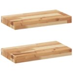 vidaXL Plávajúce police 2 ks 60x20x4 cm olejom sfarbené masívne drevo akácia – Obrázok 2