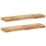 vidaXL Plávajúce police 2 ks 80x20x4 cm olejom sfarbené masívne drevo akácia – Obrázok 2